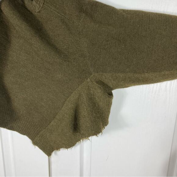 MARC LE BIHAN Cardigan Sweater OS FRANCE Wool Raw-Hem Plaid-Sailor-Collar CutOut - Picture 9 of 13